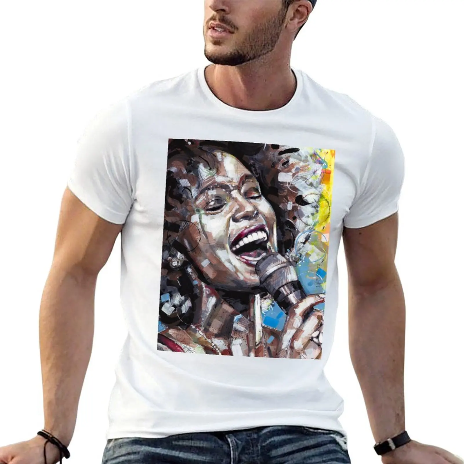 

Whitney Houston painting T-Shirt anime tshirt man t shirts for men casual T-Shirt