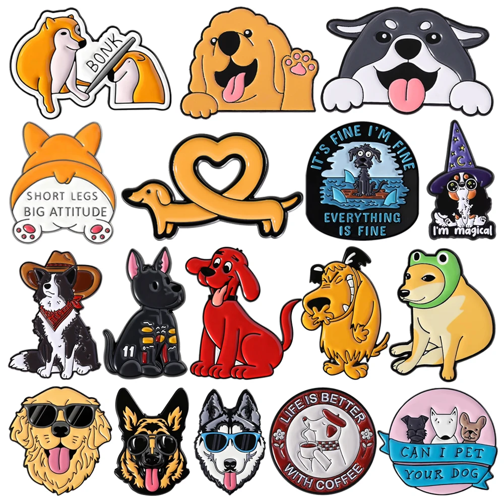 Cute Corgi Pet Dog Enamel Brooches Cartoon Shepherd Dog German Shepherd Club Lapel Badges Backpack Jewelry Accessories Gifts