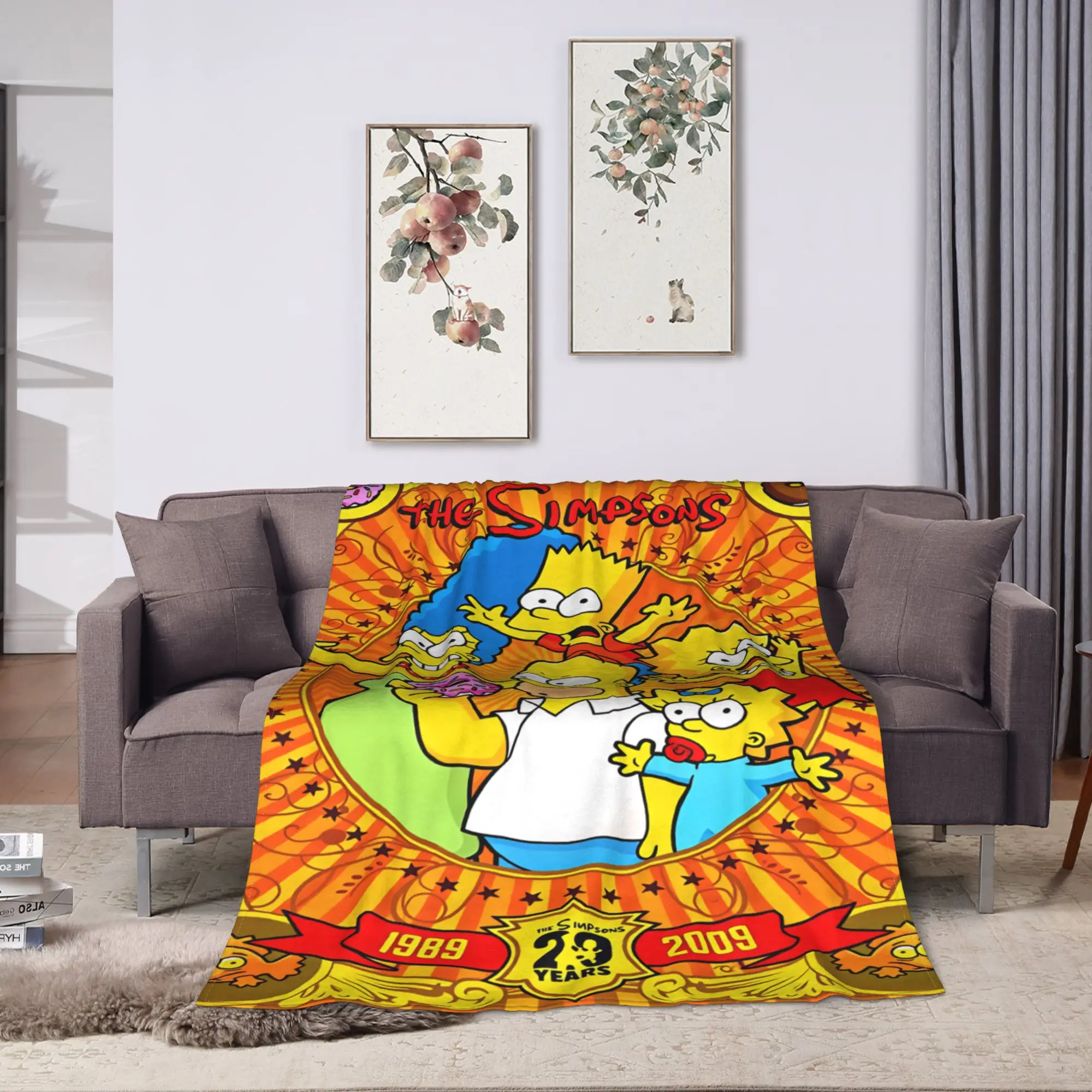 The S-simpsons  Flannel Blankets  Warm Throw Blanket for Couch Chair Decorative Fluffy Bedspread Sofa Bed Cover