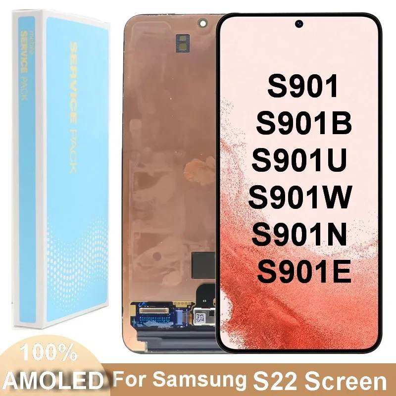 

Super AMOLED S22 LCD For Samsung S22 5G S901 S901U S901W S901B 120HZ LCD Display Touch Screen Ditigitizer Assembly With Defect