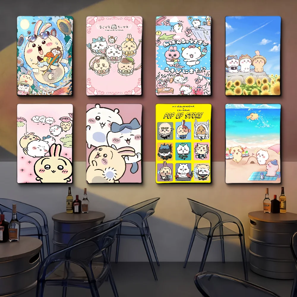 Kawaii C-Chiikawa Usagi P Self-adhesive Art Poster Whitepaper Prints Posters Artwork Aesthetic Art Wall Painting