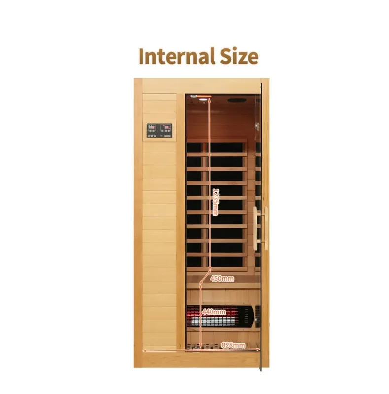 High Quality 1500W 1-2 Person Standard Indoor Canadian Hemlock Wood Infrared Sauna Room