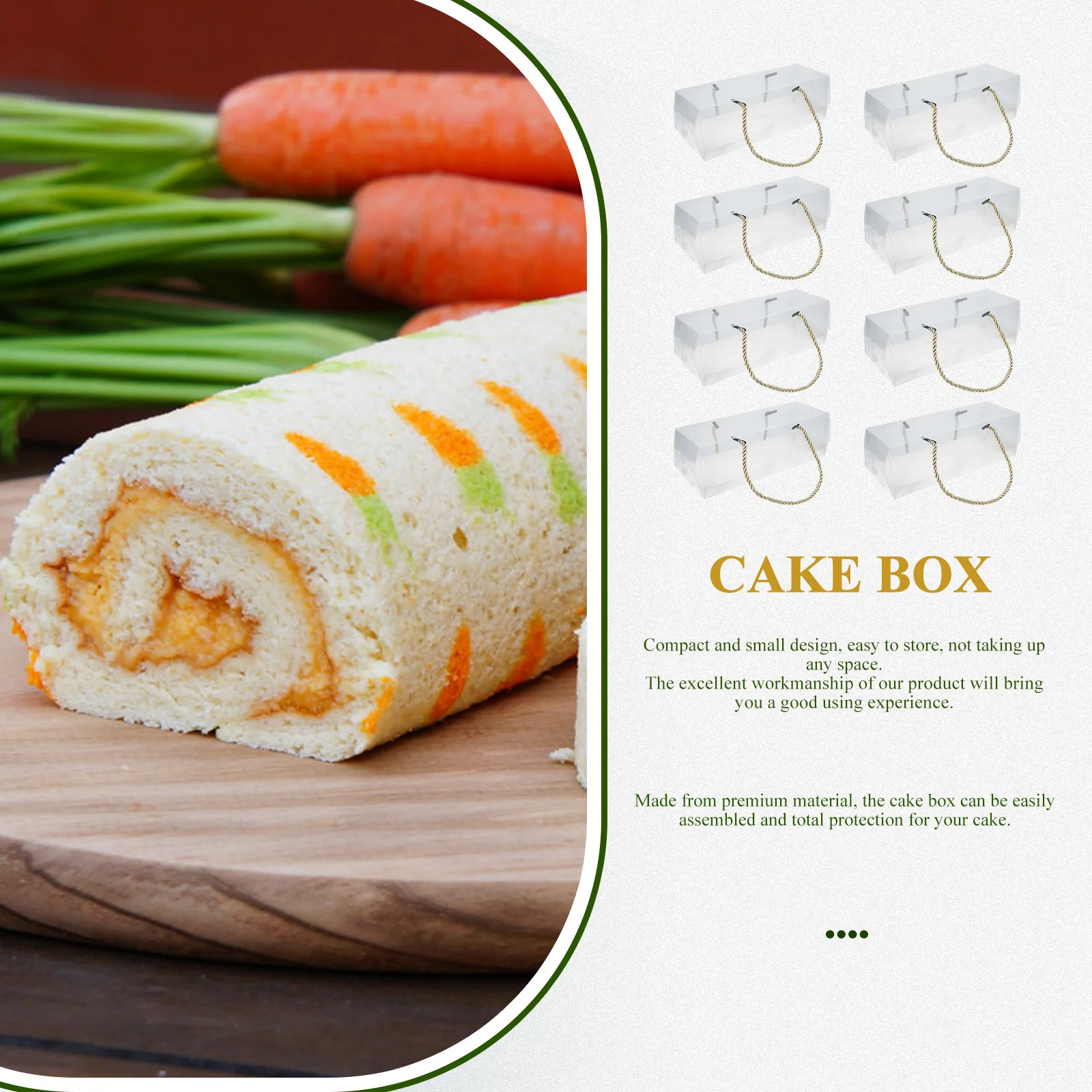 

8Pcs Clear Cake Box Plastic Containers for Cupcakes Sushi Rolls Treats Easy Assemble Compact Storage Cupcake Boxes Individual