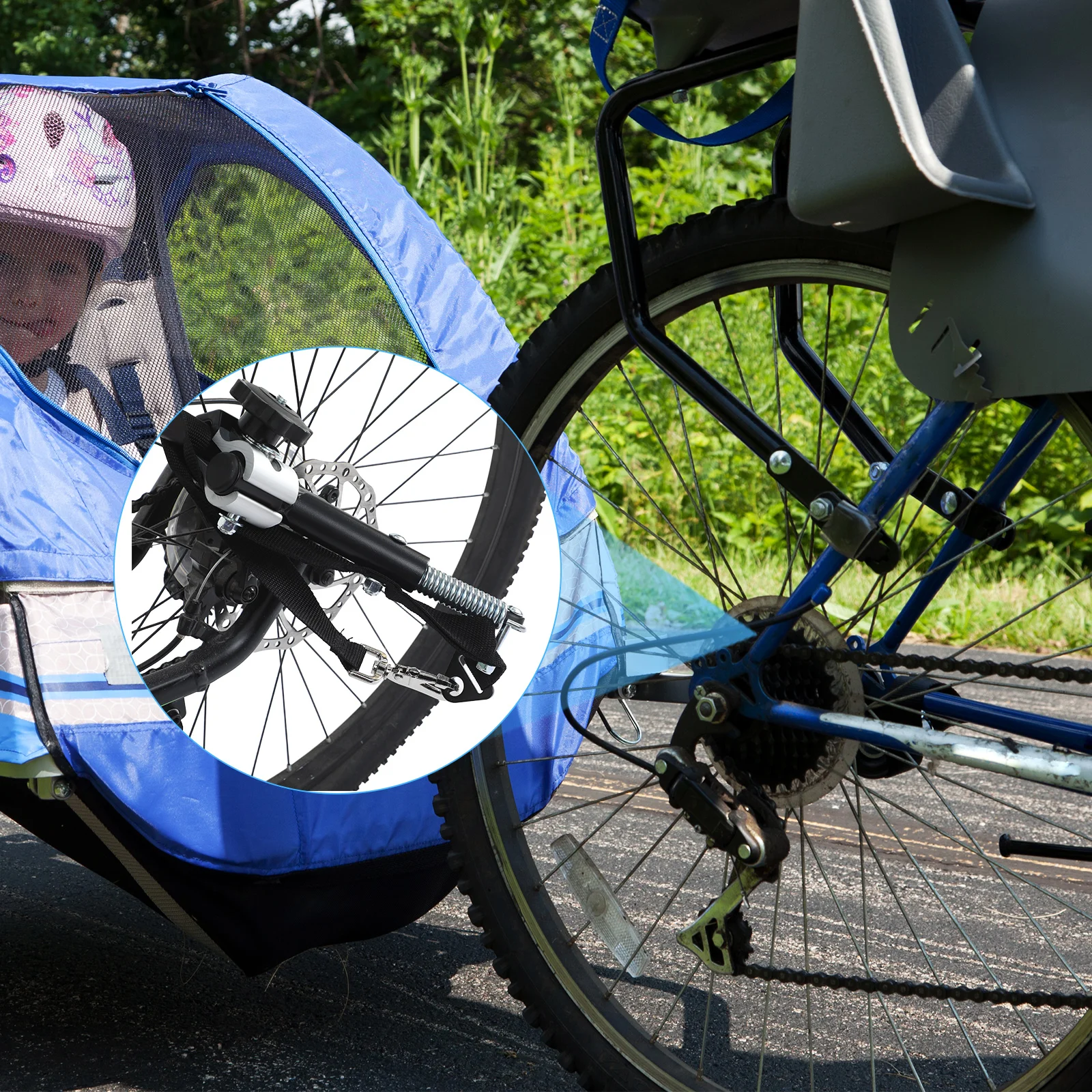 

1 комплект, универсальный адаптер для велосипедного прицепа для круглого разъема для велосипедного прицепа диаметром 19-32 мм, прочный стальной нейлоновый ремень для буксировки