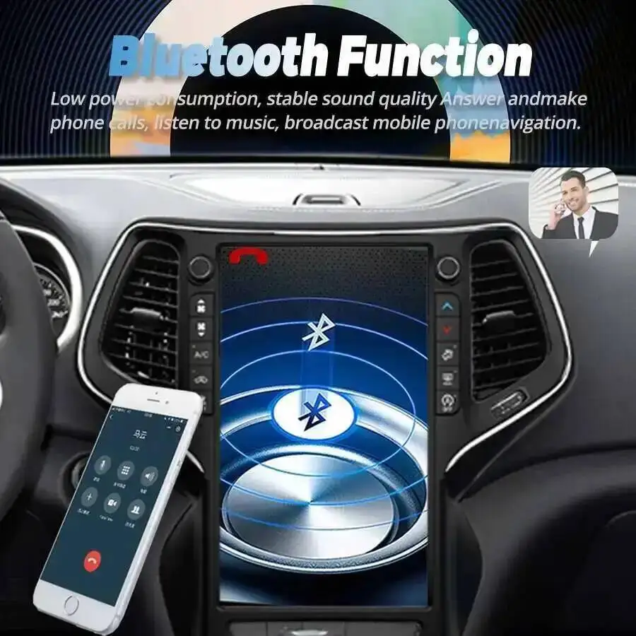 Tela Touch Android de 13,6 Polegadas para Jeep Cherokee 2014 2015-2021 Rádio Automotivo Navegação GPS Reprodutor Multimídia Auto Estéreo Bluetooth