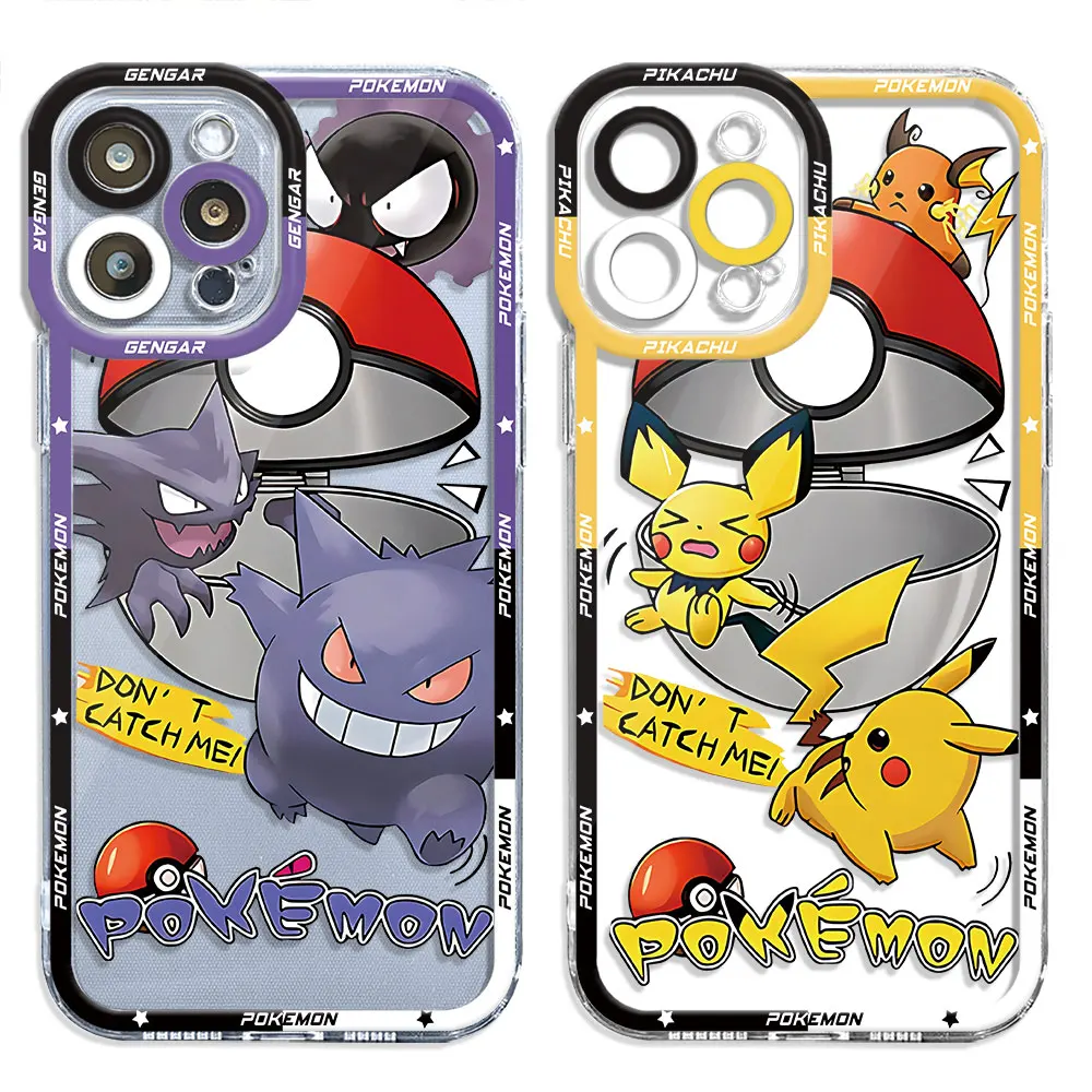 Anime Pokemon Pikachu Phone Case for Samsung Galaxy S20FE S22 Plus S21 S10 S23 Ultra Note 20 Ultra 10 Plus Clear Silicone Cover