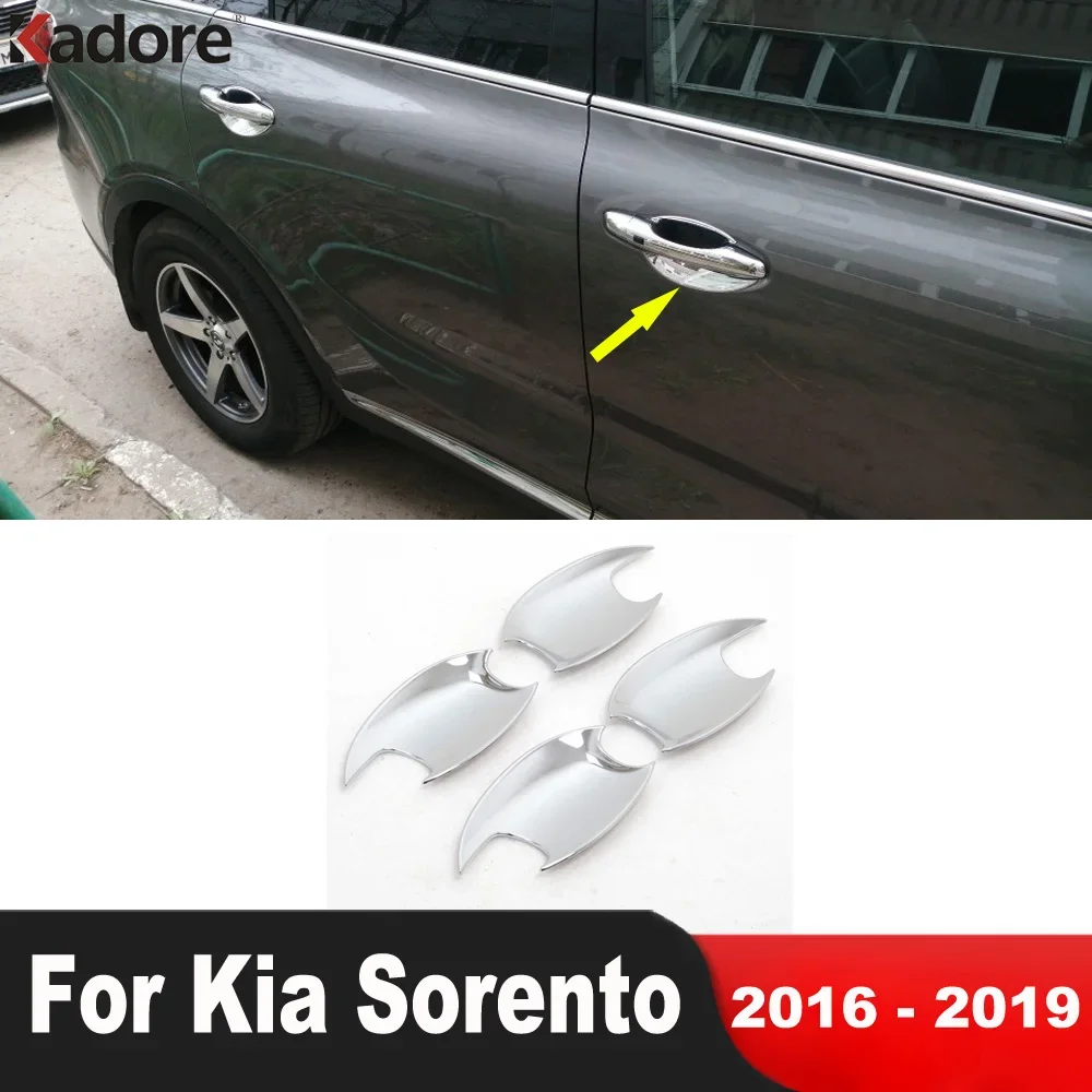 Side Door Handle Bowl Cover Trim For Kia Sorento 2016 2017 2018 2019 Chrome Car Exterior Door Handles Cup Covers Accessories