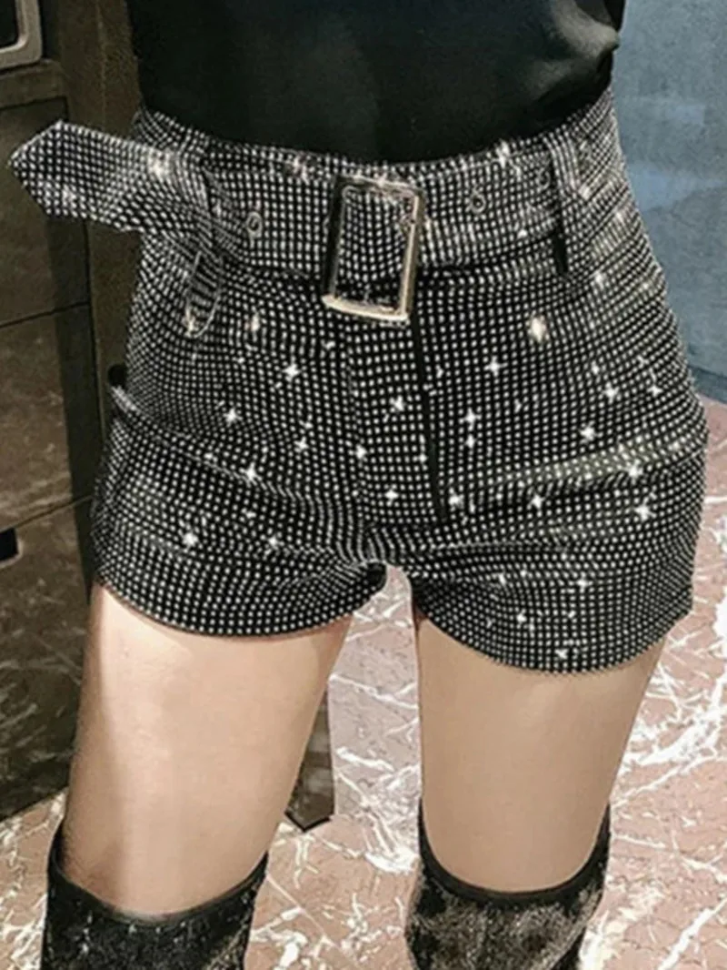 

Fashion Multiple Color Diamond Inlay Shorts Women's High Waist Sahses Hot Pants Summer New 0UMY