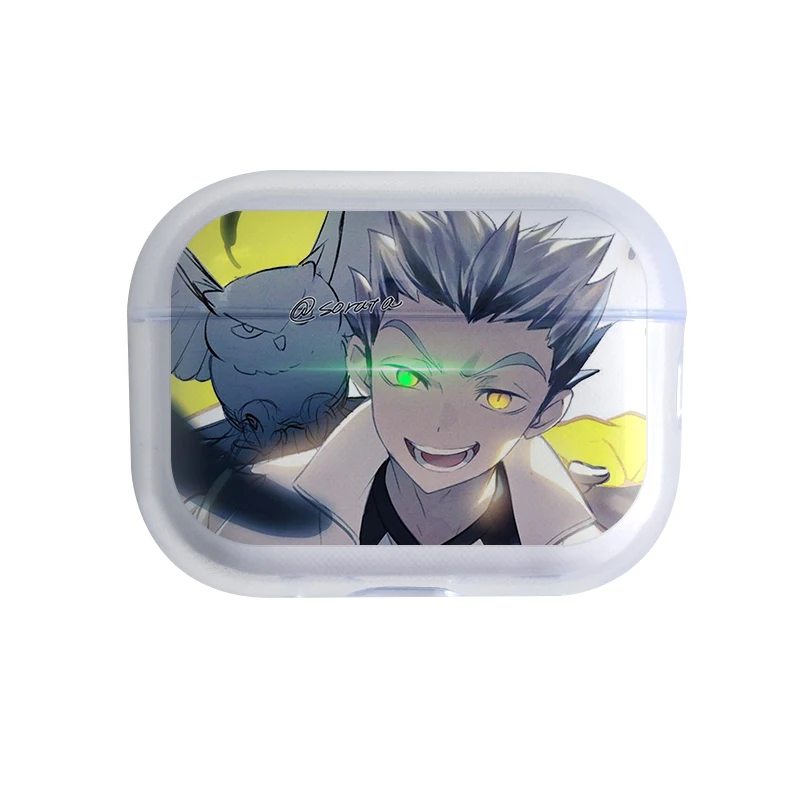 الكرتون شفافة بلوتوث حقيبة سماعة الاذن أنيمي Haikyuu Oya الكرة الطائرة ل AirPods Pro2 4 بلوتوث سماعة شفافة