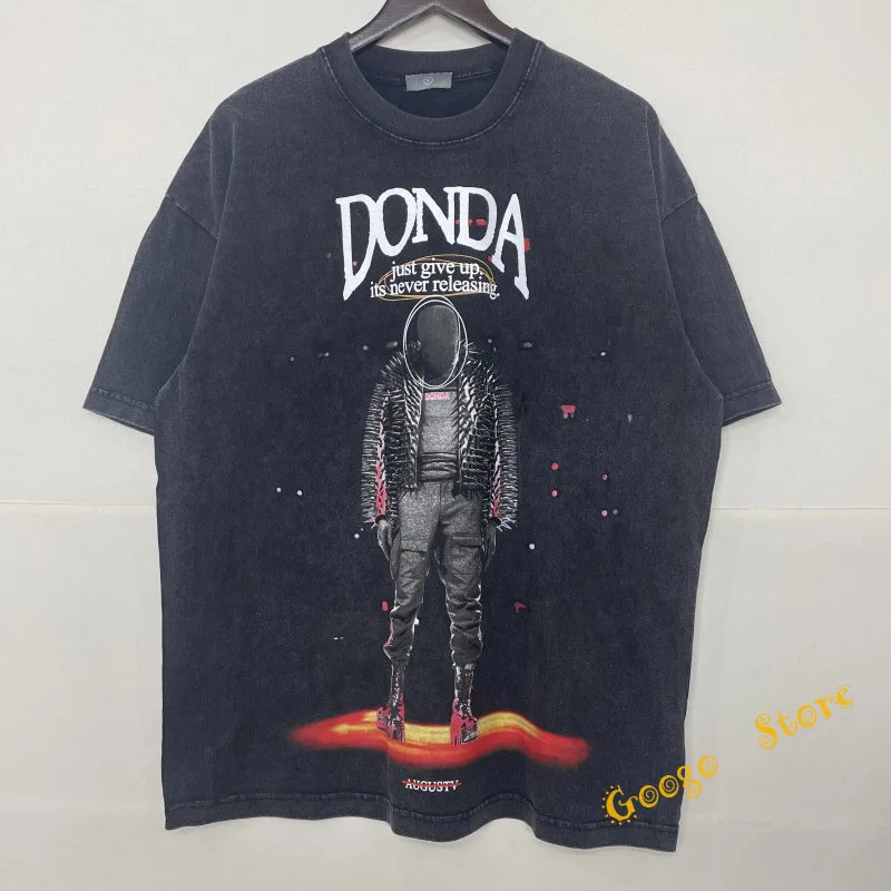 

Streetwear Loose Washed Old Vintage Kanye West Donda T-Shirt Men Women Best Quality Heavy Fabric Cotton Top Tee