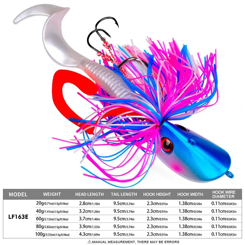 

40g-60g Jigging Head Bait Blackfish Bladed Artificial Pike Fish Bait Skirted Swim Wobbler Fishing Lure Blackfish Fishing