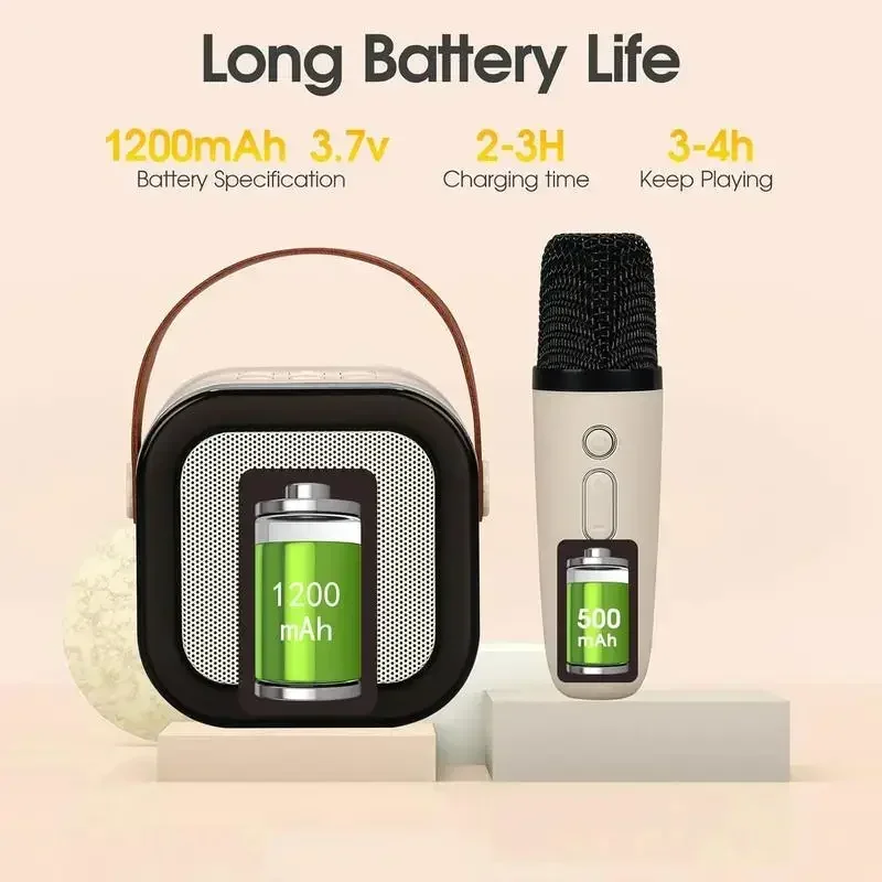 Altoparlante per karaoke essenziale per divertimento in famiglia! 2 microfoni wireless + luci colorate RGB, Bluetooth 5.3 ricaricabili, preferiti dai bambini