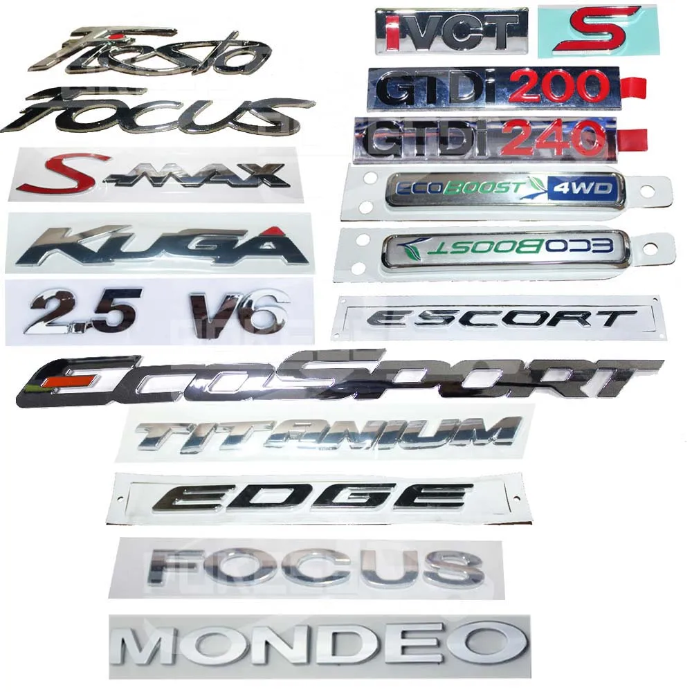 Car Styling For Ford Fiesta Mondeo Focus S-Max Edge Kuga Emblem Badge Trunk Letter Sticker Tail Badge Decoration Car Accessories