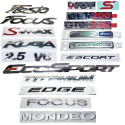 Car Styling For Ford Fiesta Mondeo Focus S-Max Edge Kuga Emblem Badge Trunk Letter Sticker Tail Badge Decoration Car Accessories