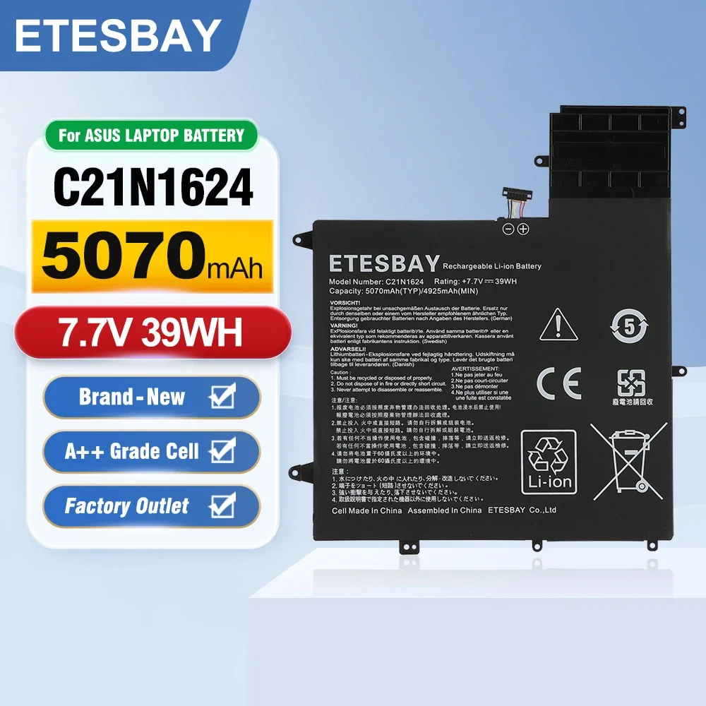 ETESBAY C21N1624 For Asus Q325UA Q325UAR UX370UA-C4061T Q325U-BI7T18 ZenBook Flip S UX370UA UX370UA-1A 1B UX370UA Laptop Battery