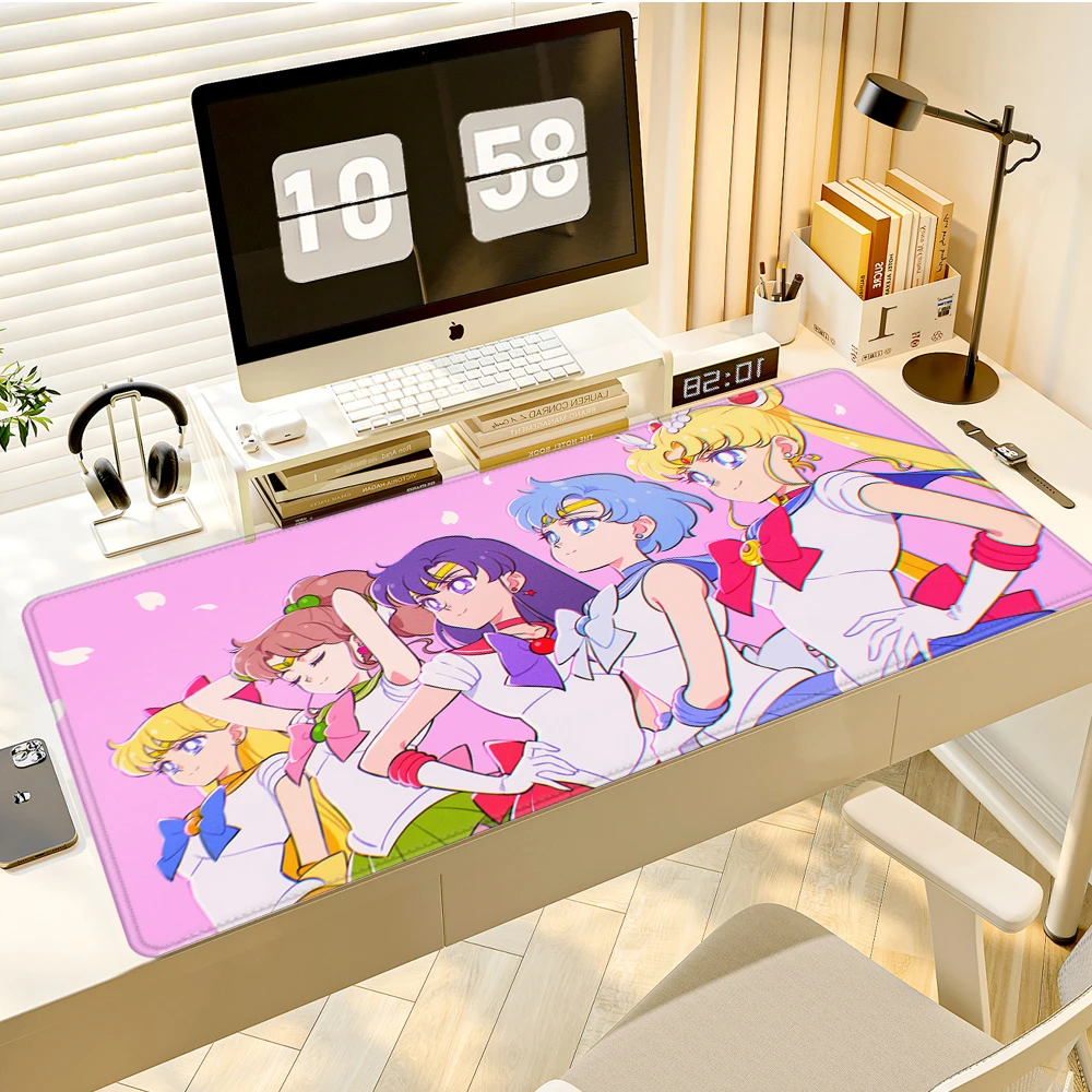 

Подушка для ноутбука для девочек, спальни XXL, офисный компьютер, коврик для стола, S-Sailor M-Moon, коврик для мыши, настольная клавиатура, большой розовый, черный коврик