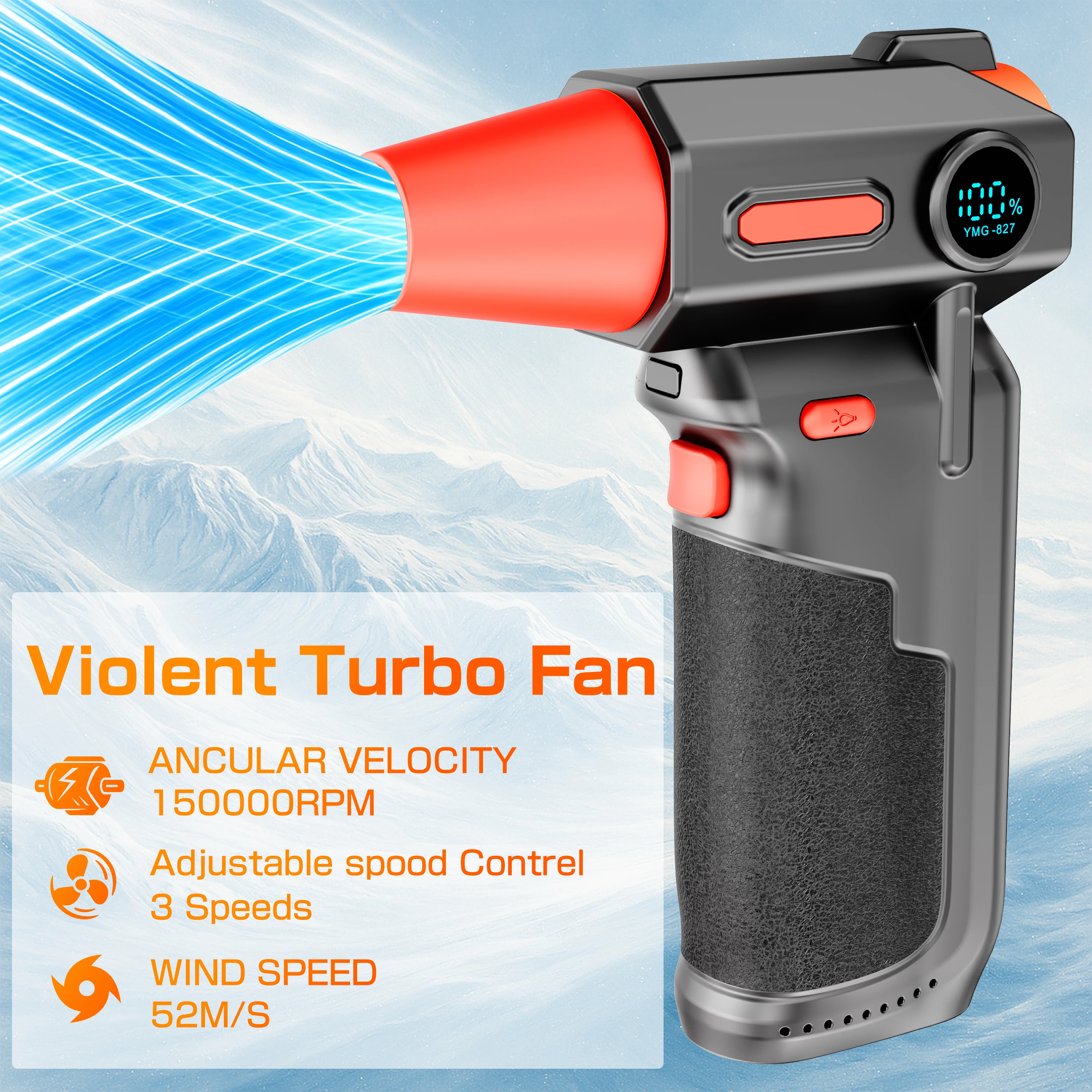 

HIGH-SPEED 3 Speed Adjustable Rechargeable Turbo Jet Fan Electric Air Duster Cleaning Blower Tool Powerful Air Blower 150000RPM