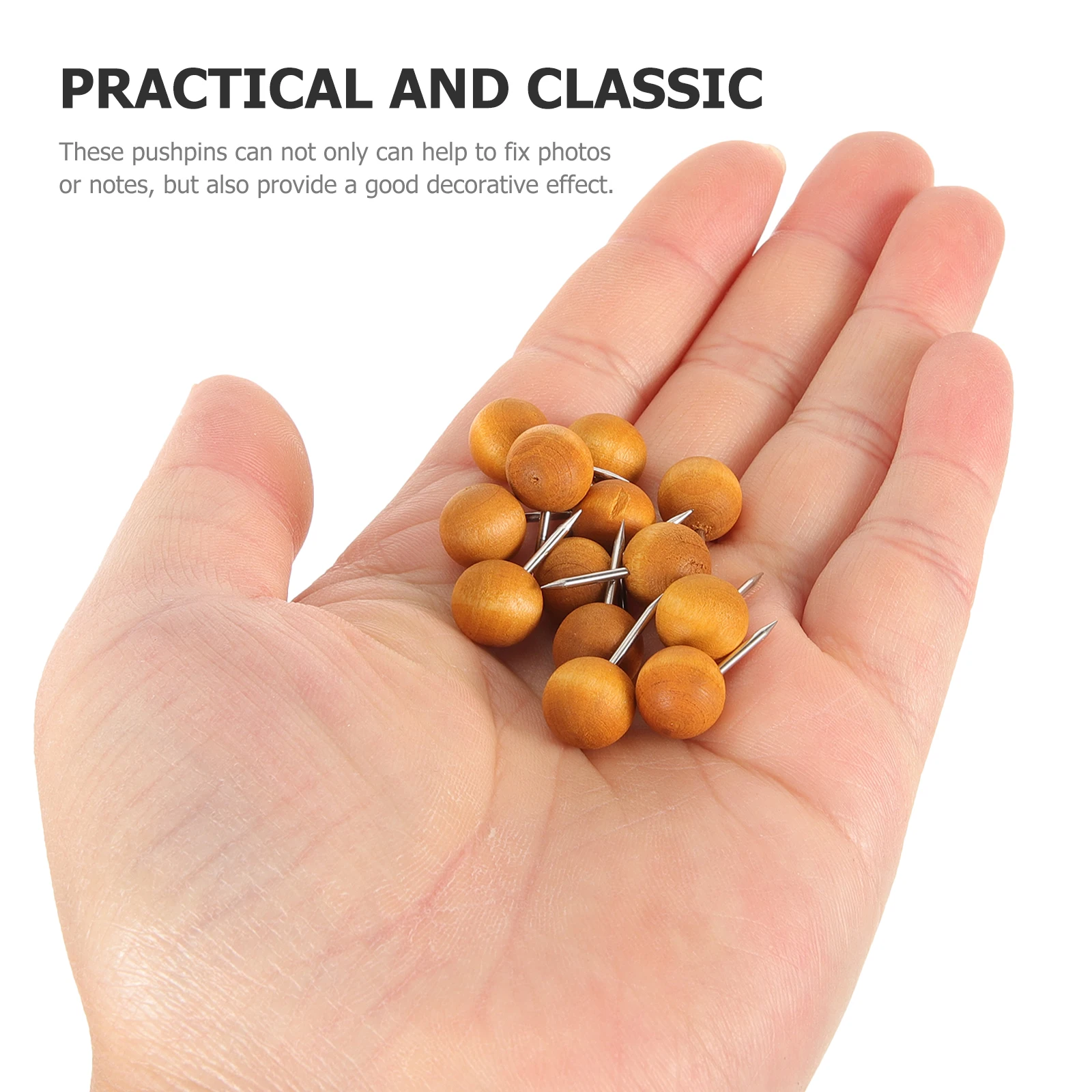 

100Pcs Sturdy Wooden Push Pins Square Solid Wood Head Tacks for Bulletin Board Cork Strip Map Marking Reusable Office Decor