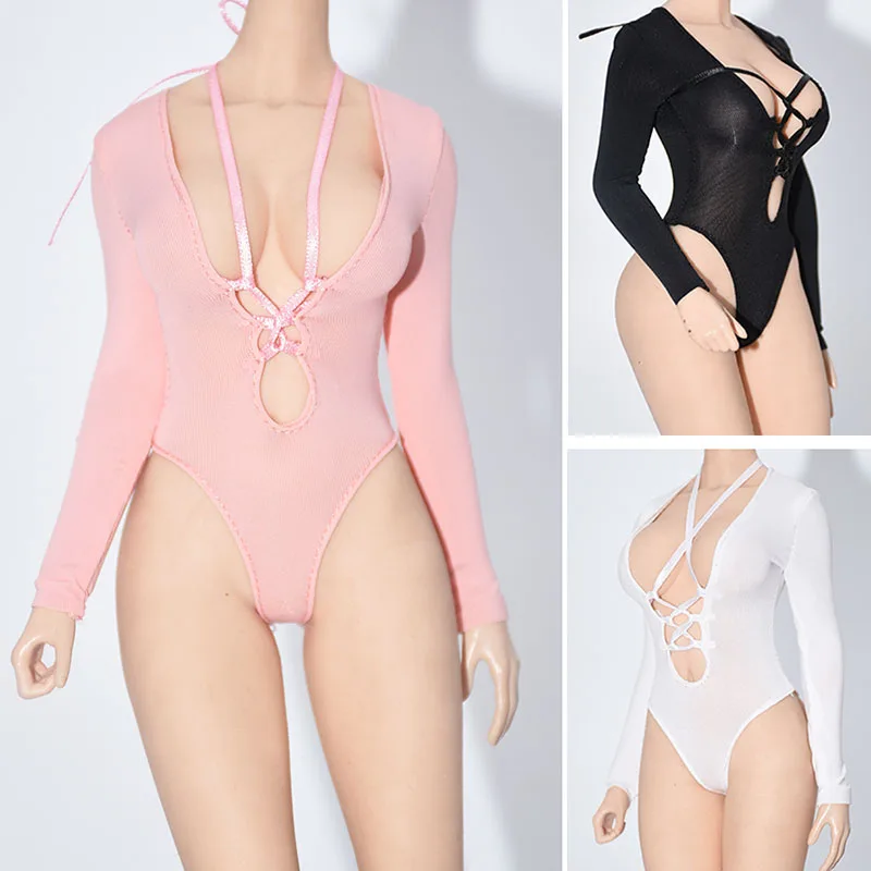 1/6 Women Soldier Bodysuit Smooth Ice Silk Slim One Piece Swimsuit Swimwear  Bodycon Bikini For 12 Inches Action Figure Model