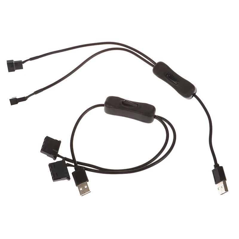 **1Pc 1 To 2 4 Pin USB Cable 12V To 5V Computer Case Fan Power Supply Fan Power Switch Adapter Cable With On Off Switch