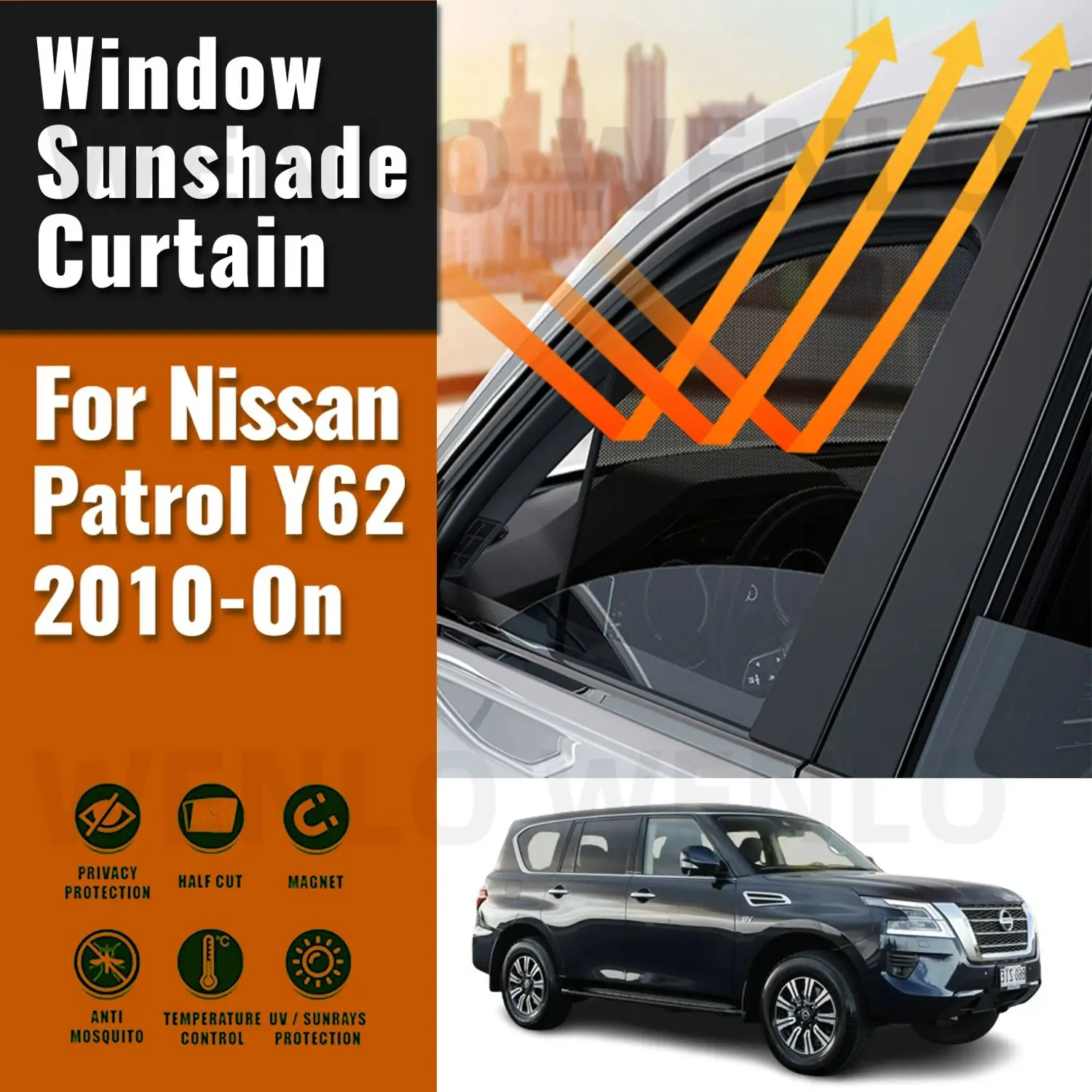 

For Nissan Patrol Y62 2019 2018-2015 Magnetic Car Sunshade Visor Front Windshield Curtain Rear Side Baby Window Sun Shade Shield