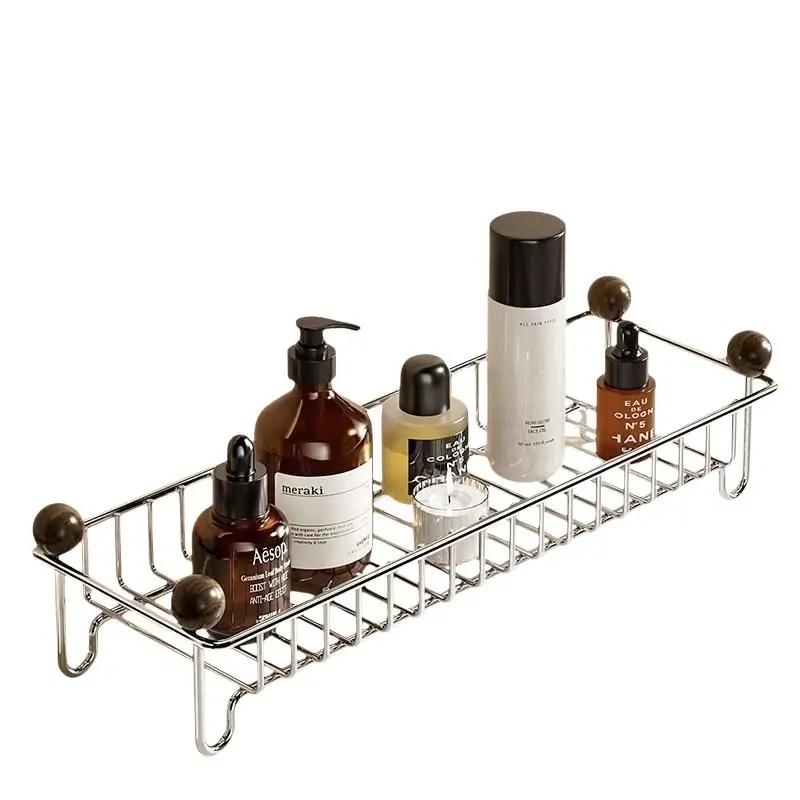 portableStainless Steel Countertop Drain Rack Rust Resistant Wood Knobs Space Saving Dish Drainer for Kitchen Sink Side Storage