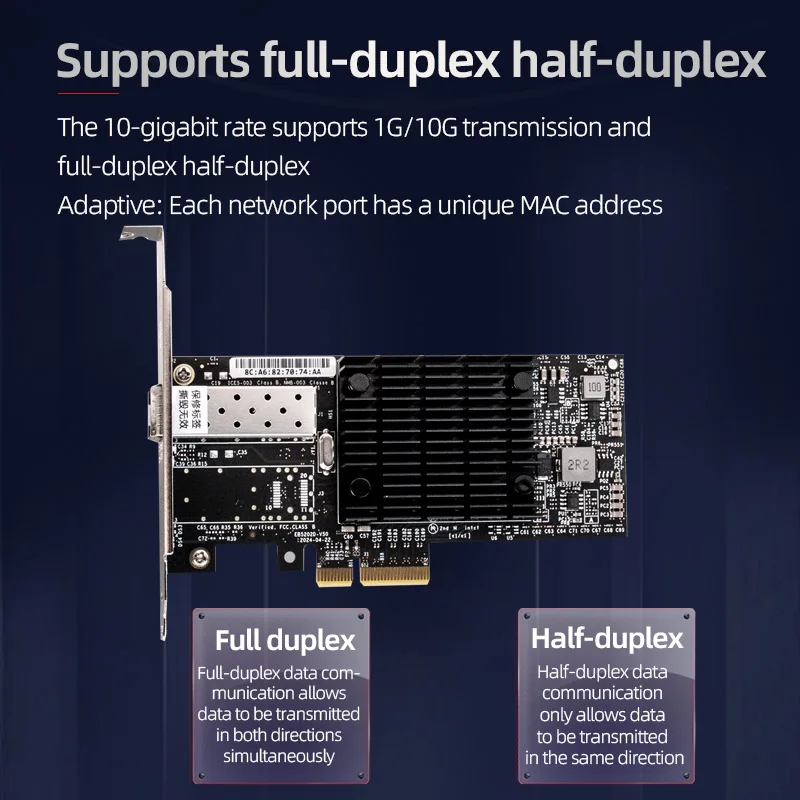 XikeStor Single 10G SFP+ Network Card with X520-DA1 Chip PCI-E X8 Fiber Optics NIC Server Adapter