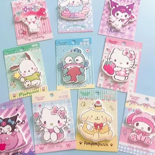 Imagen 1 del producto 40 piezas/lote Sanrio Melody Kuromi Cinnamoroll Bloc de Notas Adhesivas Lindas Hangyodon, Notas Adhesivas, Bloc de Notas, Pegatinas para Planificador, Material Escolar