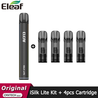 Original Eleaf iSilk Lite Pod Kit 10W Vape 500mAh + 4pcs Extra 2ml iSilk Pod Cartridge 0.8ohm Or 1.0ohm E Cigarette Vaping