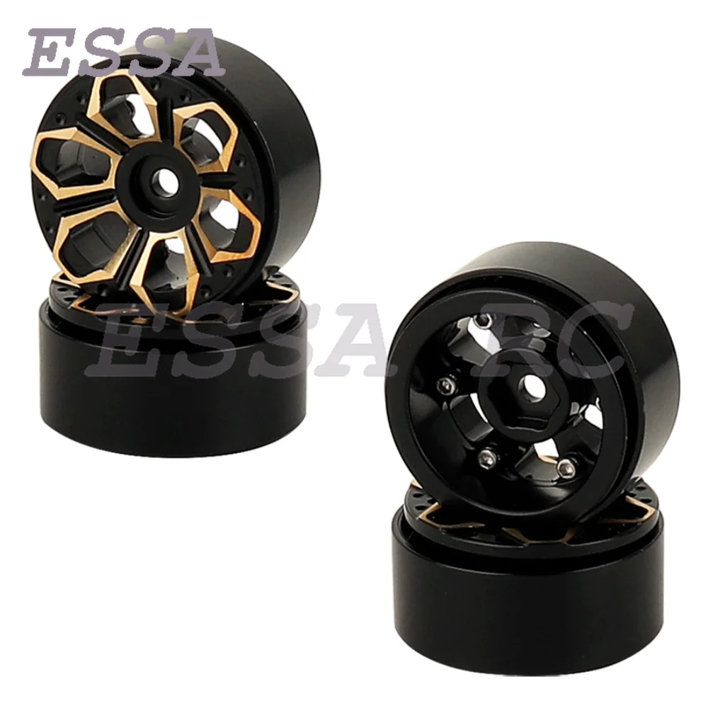 New Upgrade Parts 1.0 Inch Black Brass Beadlock Wheel Classical Rim for 1/24 SCX24 or 1/18 TRX4m RC Crawler Car FMS Truck Tire