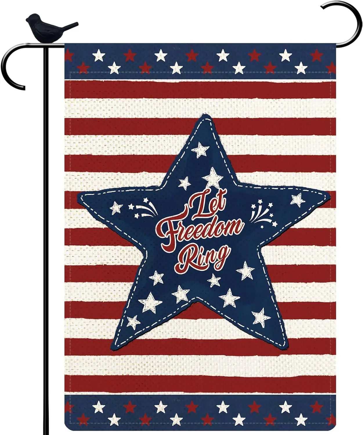 Let Freedom Ring Garden Flag  Day Garden Flag Happy 4th of July Summer Garden Flag Double Sided Burlap Farmhouse Sma