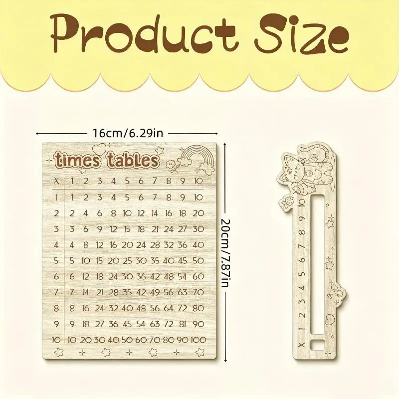 Wooden Multiplication Table Board Set Natural Wood Math Learning Toy for Kids Back to School Gift