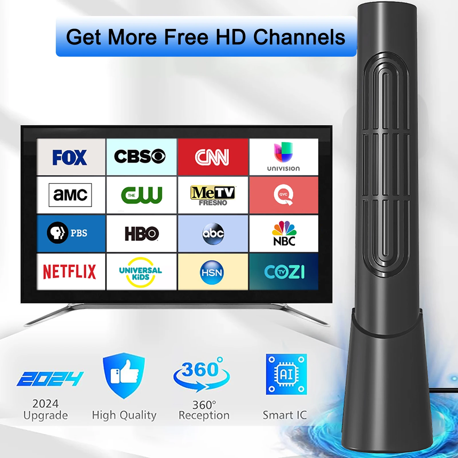 4K 1080p for Smart TV Smart TV Antenna Digital TV Antenna 2024 Latest Portable HD Antenna Indoor Support