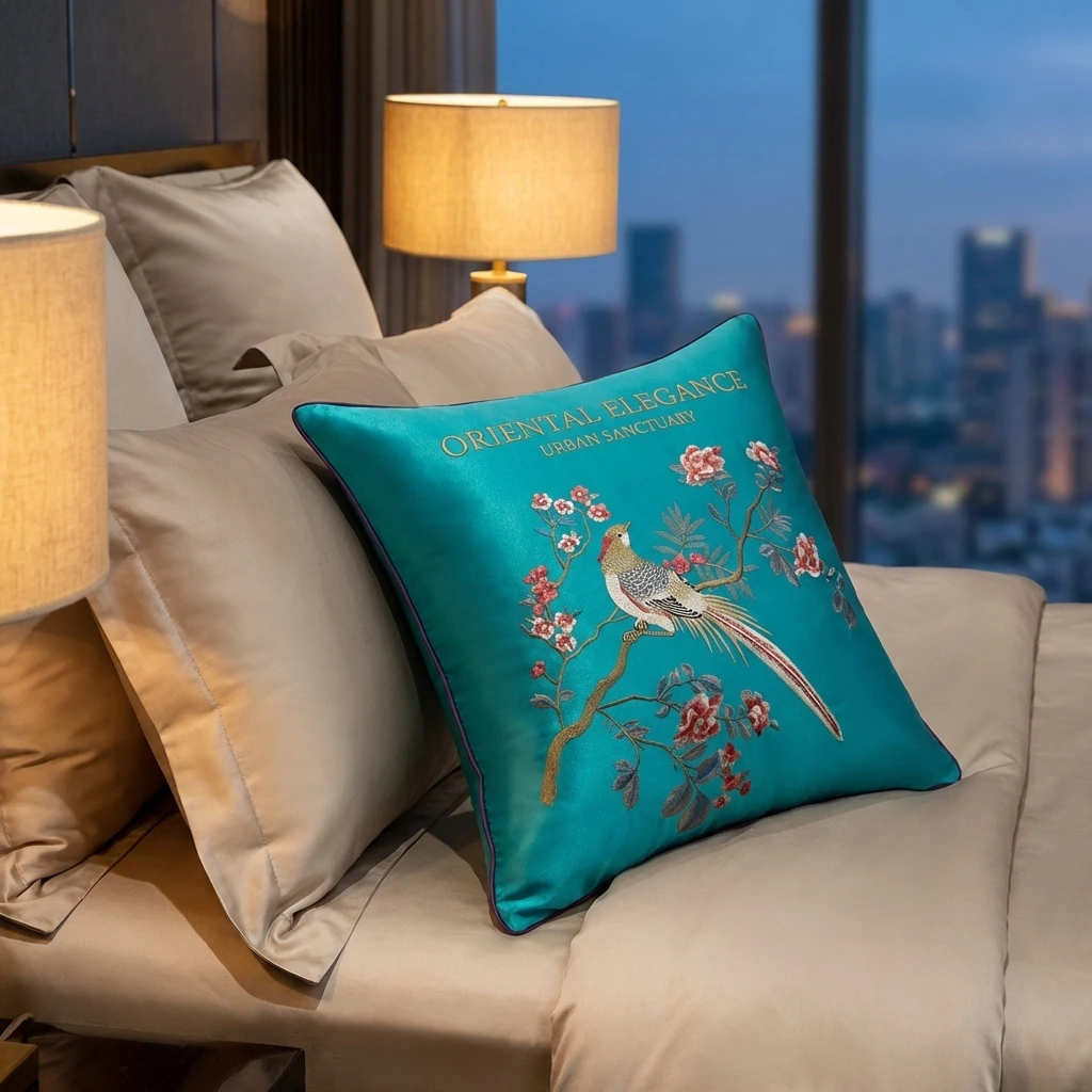 Luxury Cushion Cover Chinese Style Joy On The Branch Embroidery 30x50 45x45 40x60 50x50 60x60 Pillowcase For Home Hotel Bed Sofa