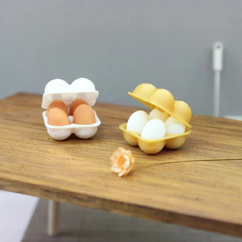 New Miniature Egg Tray Egg Box 1:12 Dollhouse Simulation Eggs Dollhouse Kitchen Food Decoration Toy Life Scene Accessories
