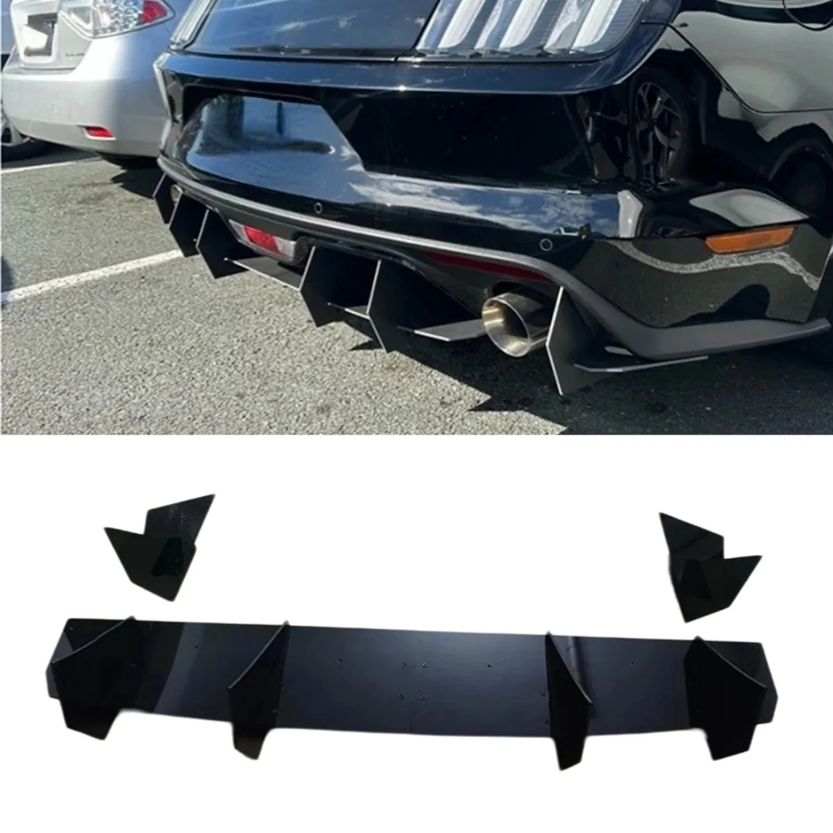 

For Ford Mustang Ecobost 2015-2017 Car Rear Bumper Spoiler Lip Diffuser Modification Part Bumper Guard Cover Car Accessories