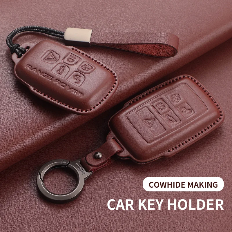 

New 3D Top-Layer Cowhide Car Key Case For Land Rover Defender 110 Discovery 4 Sport Evoque Freelander 2017 2016 Car Accessories