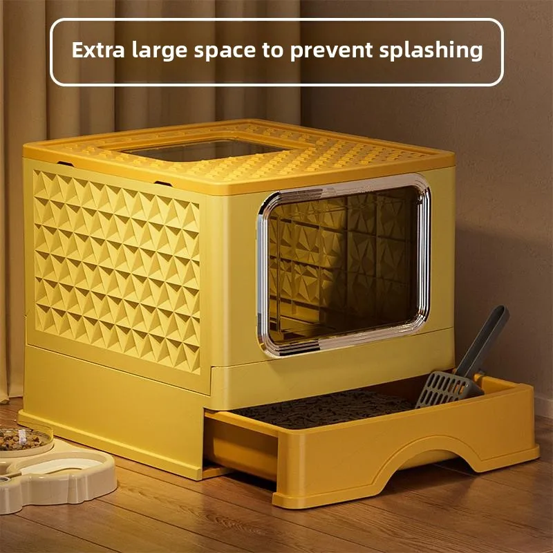 Cat litter box oversized fully enclosed drawer type top-entry cat toilet anti-splash