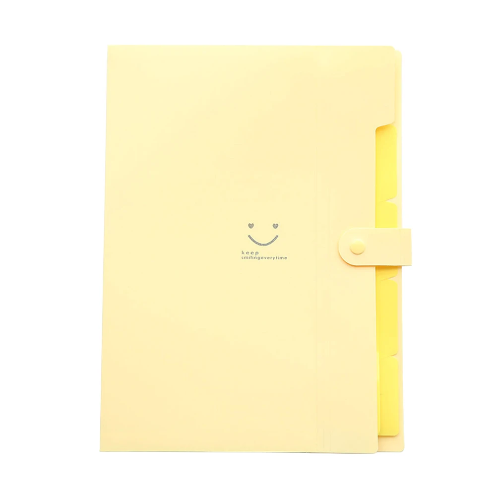 

Face Folder 5 Pockets A4 Plastic Document Organizer Binder Snap Closure Folder Storage Solution