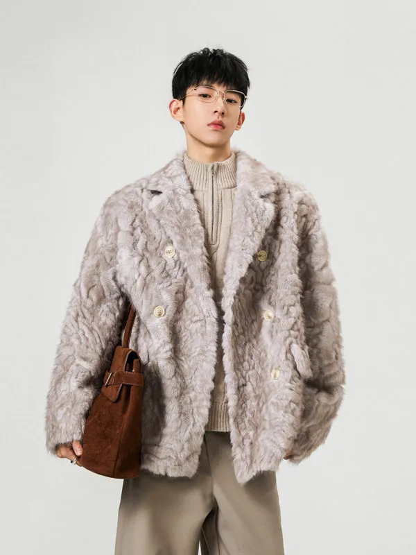 

High-End Men's ort Coat Jaet Fur Collar Warmth Polyester Fabric oulder Width Stand Length Regular Quali Youth Casual