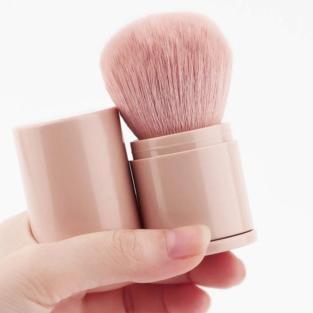 Retractable Kabuki Brush - Portable Foundation & Blush Applicator for Powder, Cream, Contouring