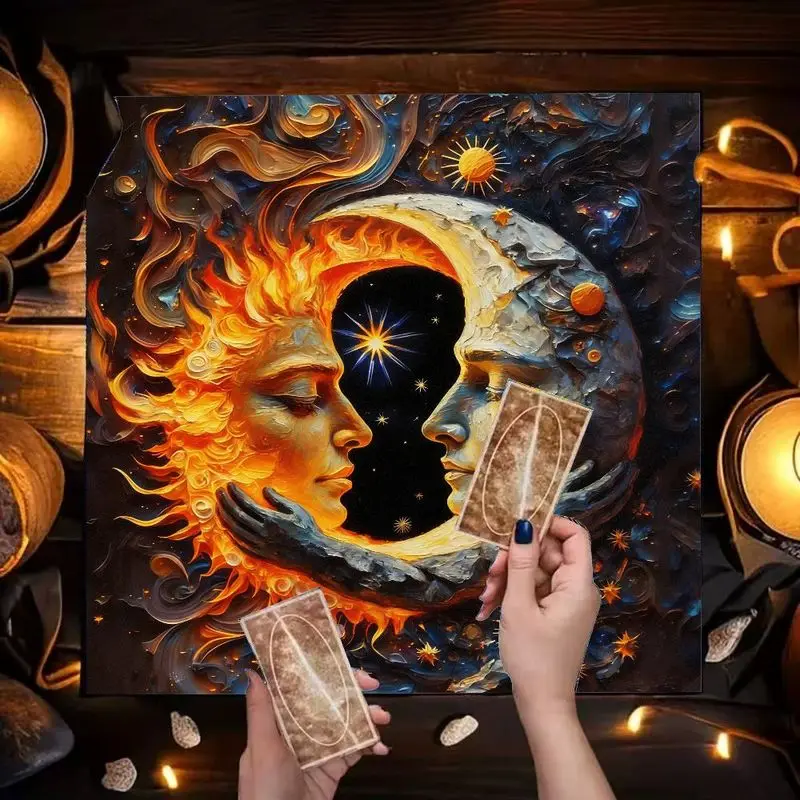 VIKAMA black gold zodiac wheel sun moon astrology tarot tablecloth oracle card spread crystal grid spiritual altar decor