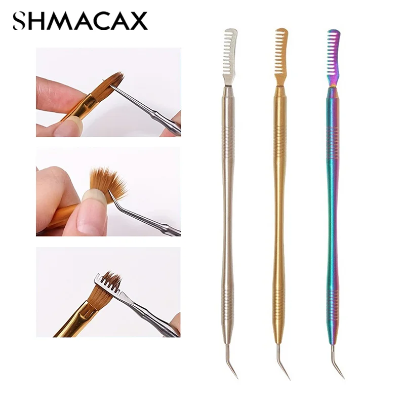 1Pcs Nail Pen Cleaning Comb Stainless Steel Eyelash Picking Stick With Comb Curling Eyelash Assistant Assisted Grafting Combing