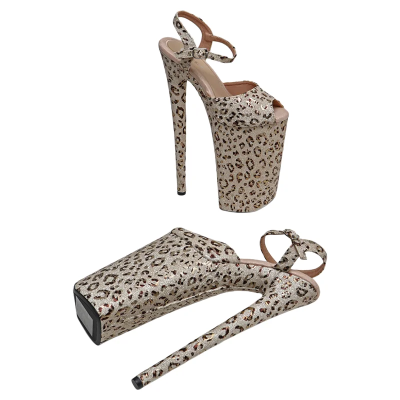 Leecabe  26CM/10inches Leopard print Glitter Upper sexy exotic High Heel platform party sandals stripper heels  Pole Dance shoes