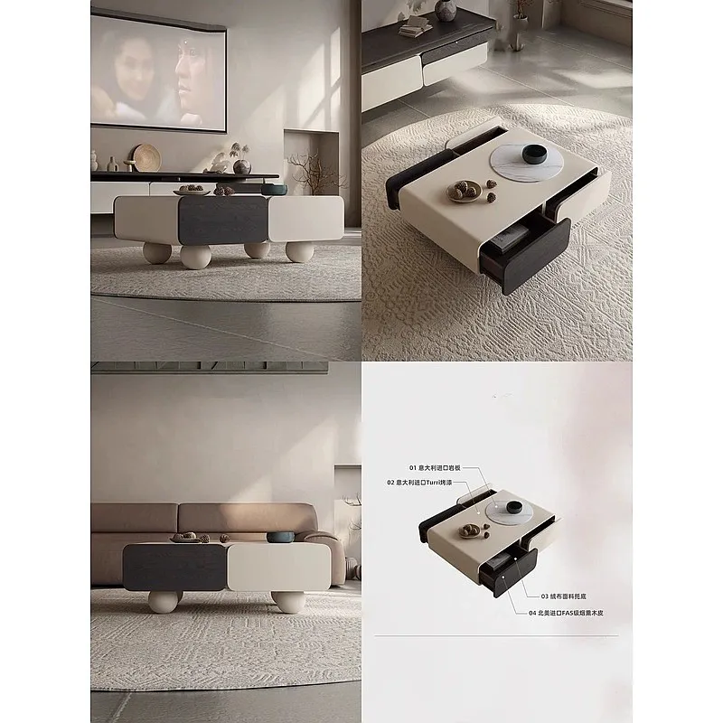 Modern Minimalist Coffee Table TV Cabinet Combo Set, Rectangular Designer Creative for Living Room