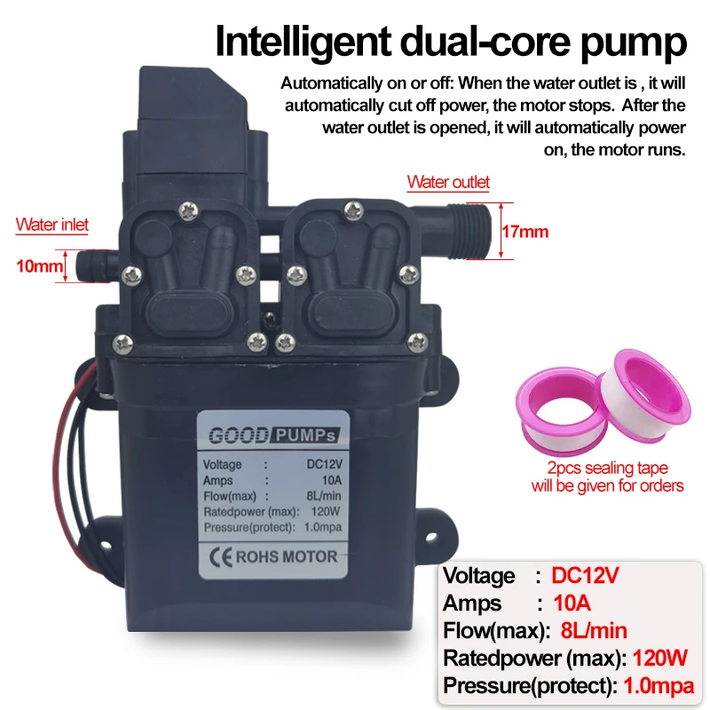 Electric Sprayer Pump 12v Self-priming High Pressure Car Wash Diaphragm Pump Booster Pump Small Drone Sprayer Accessories