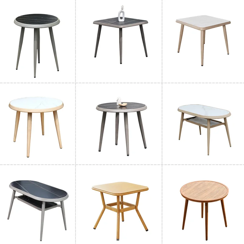 

Outdoor table and chair kit Balcony Household rattan tea table and chair Commercial external pendulum Waterproof sunscreen Alumi