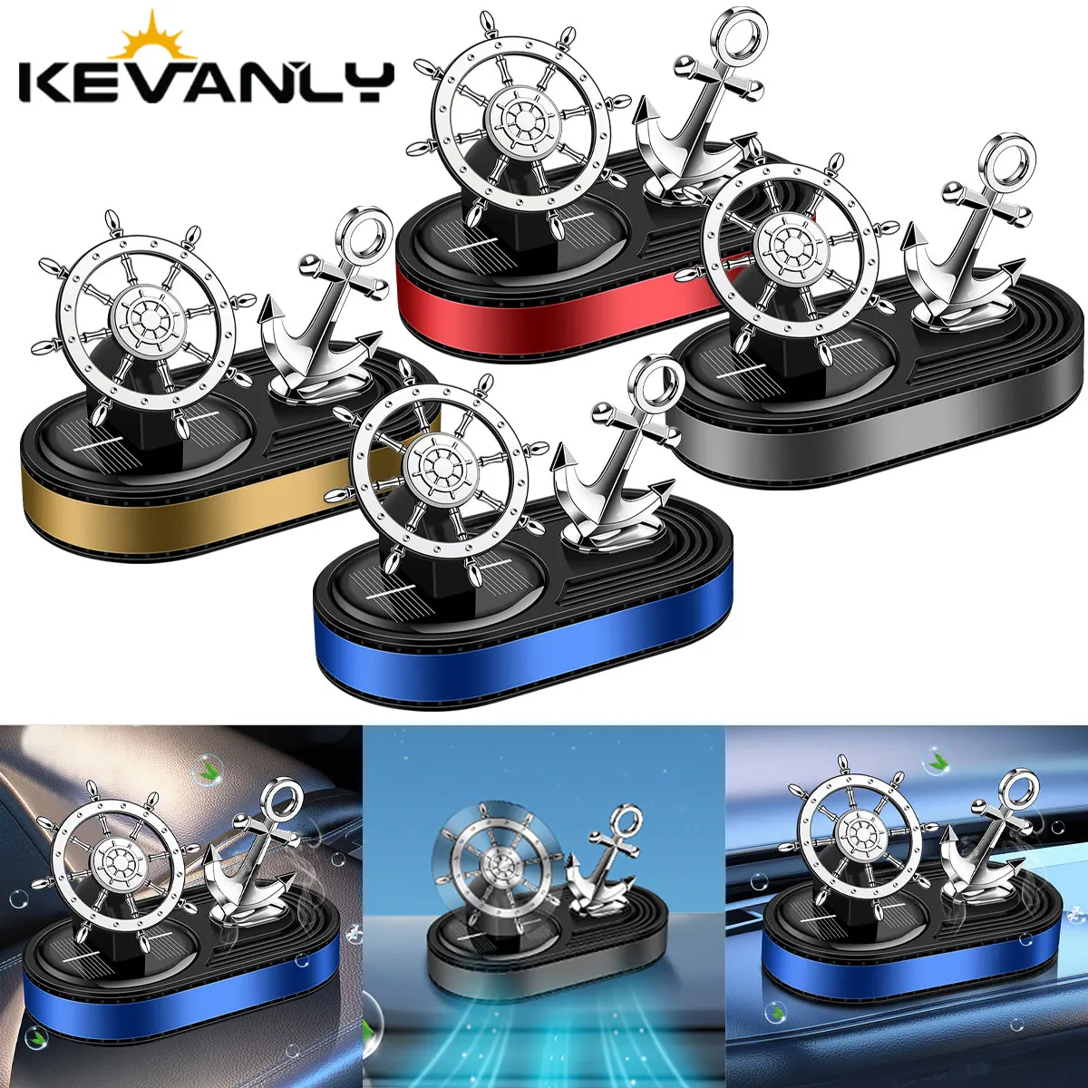 

Car Aromatherapy Solar Power Dolphin Ship Anchor Shape Center Console Ornament Decoration Air Freshener Cologne Ocean Perfume