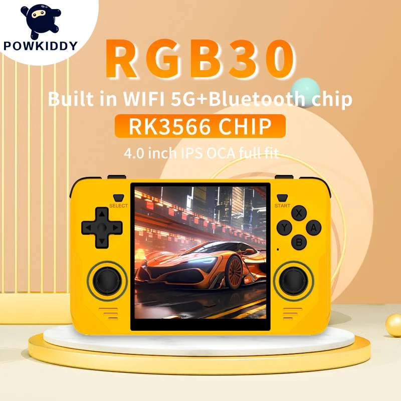 

POWKIDDY RGB30 Retro Pocket 720*720 4 Inch Ips Screen Built-in WIFI RK3566 Open-Source Handheld Game Console Children's Gifts