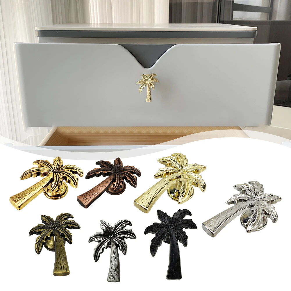 1pc Furniture Handles Cabinet Drawer Wardrobe Knobs Coconut Palm Shape Single Hole Wooden Kitchen Door Pulls Furniture Hardware